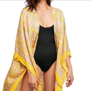 Free People Magic Dance Yellow Border Print Duster
